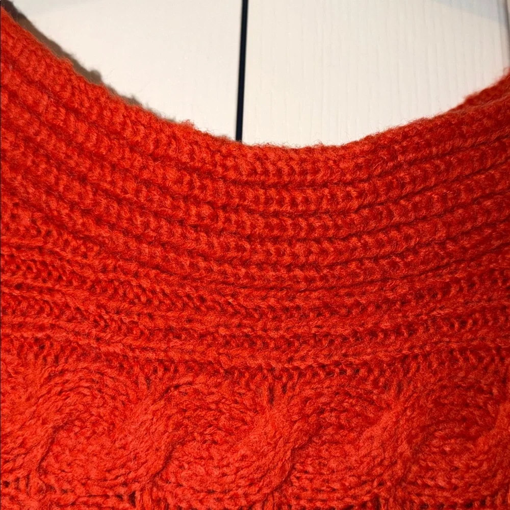 Free People Sienna Cable Knit Sweater Size XSMALL  Burnt Orange